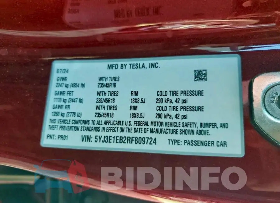 5YJ3E1EB2RF809724 Photo# 14