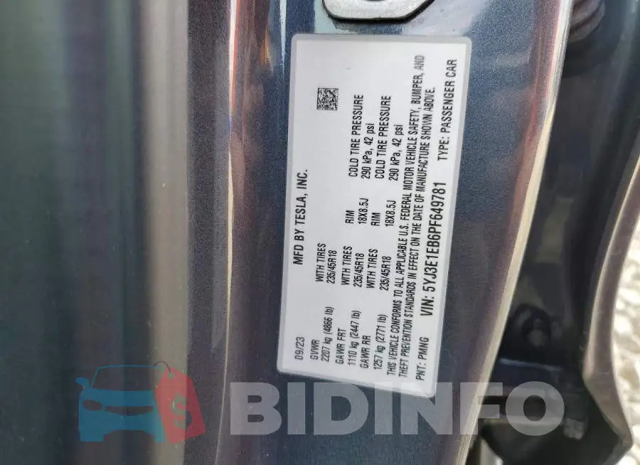 5YJ3E1EB6PF649781 Photo# 12