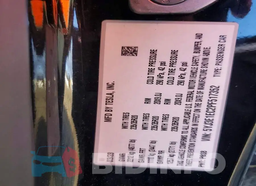 5YJ3E1EC2PF517352 Photo# 12