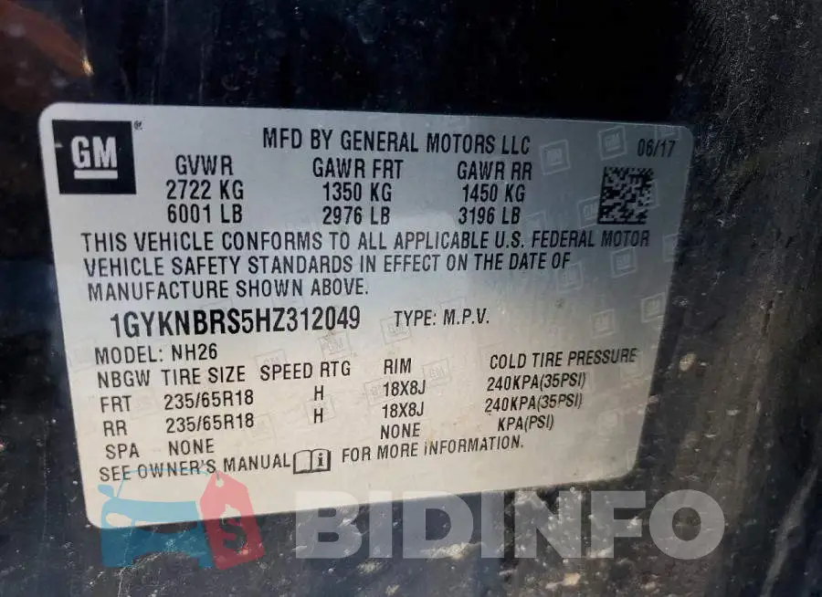 1GYKNBRS5HZ312049 Photo# 13