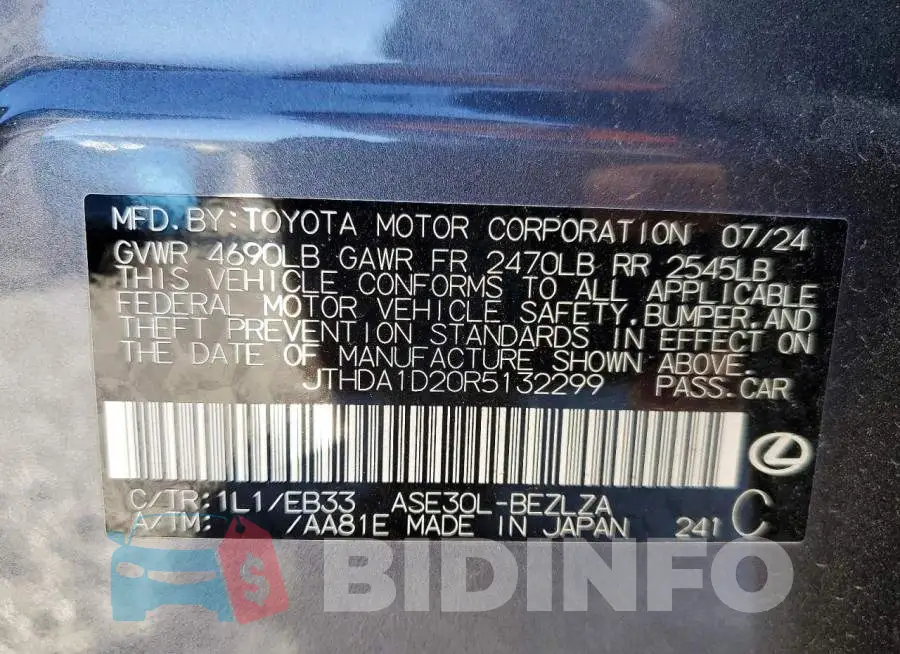 JTHDA1D20R5132299 Photo# 12