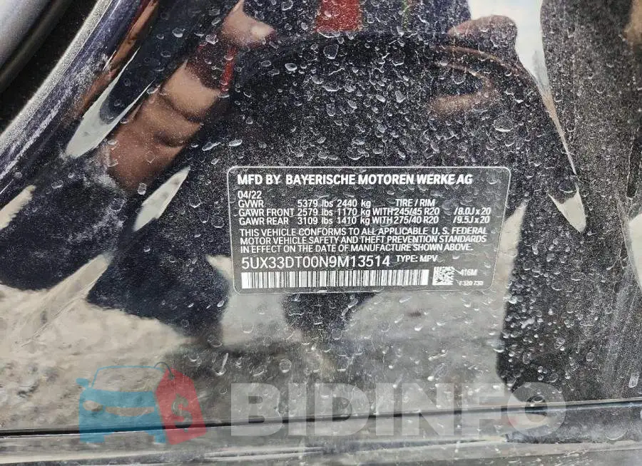 5UX33DT00N9M13514 Photo# 14