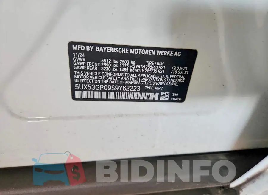 5UX53GP09S9Y62223 Photo# 14