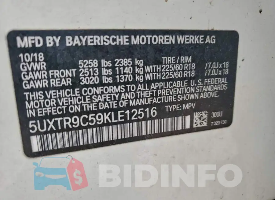 5UXTR9C59KLE12516 Photo# 13