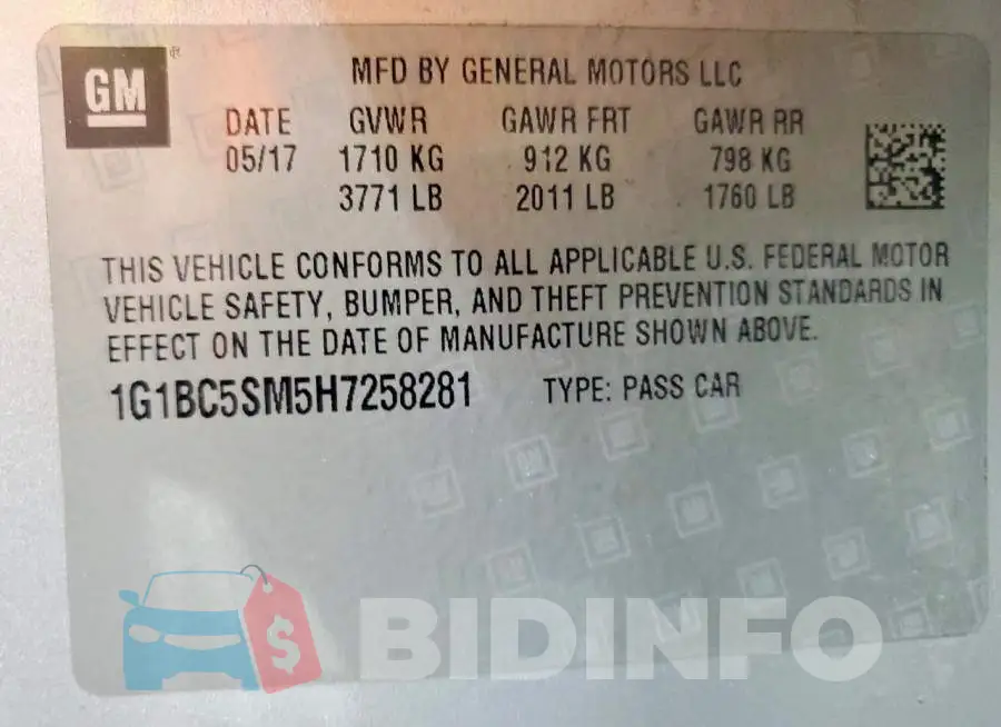 1G1BC5SM5H7258281 Photo# 12