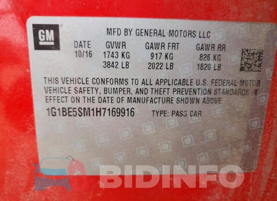 1G1BE5SM1H7169916 Photo# 12