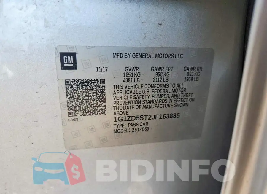 1G1ZD5ST2JF163885 Photo# 12