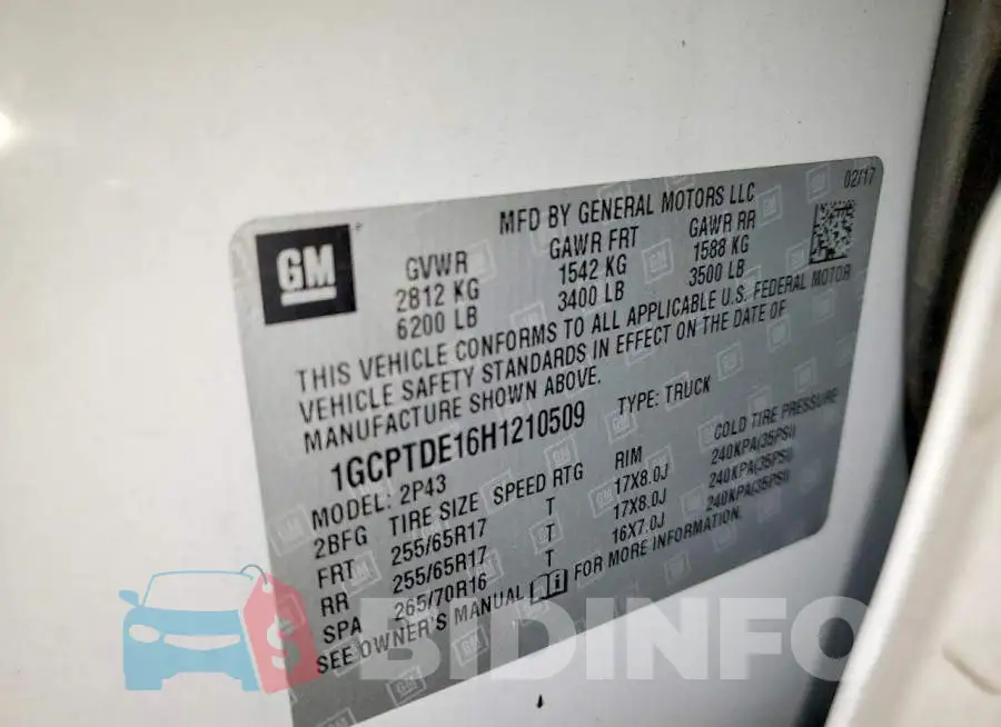 1GCPTDE16H1210509 Photo# 12