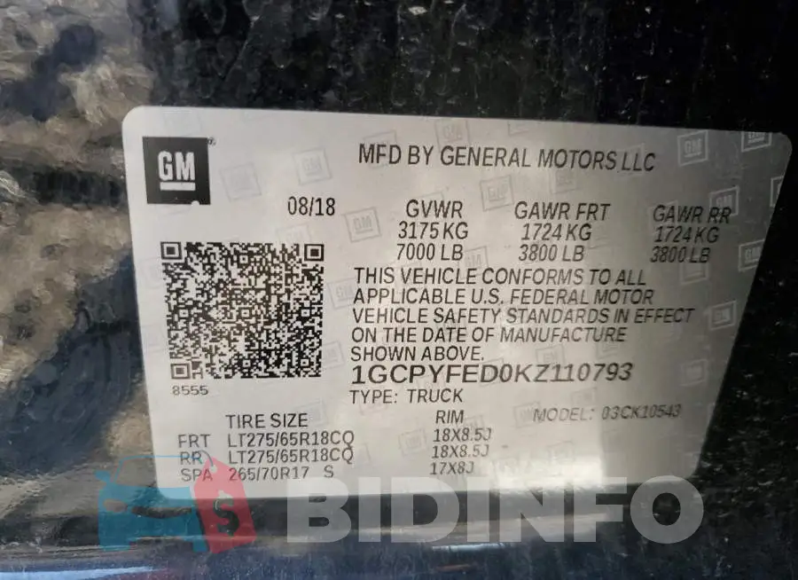 1GCPYFED0KZ110793 Photo# 12