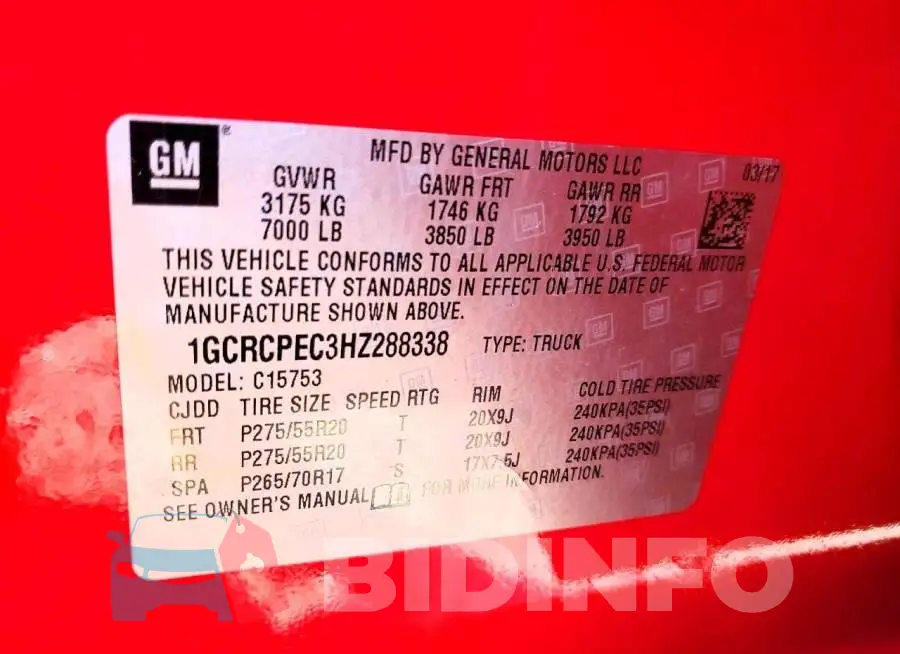 1GCRCPEC3HZ288338 Photo# 13