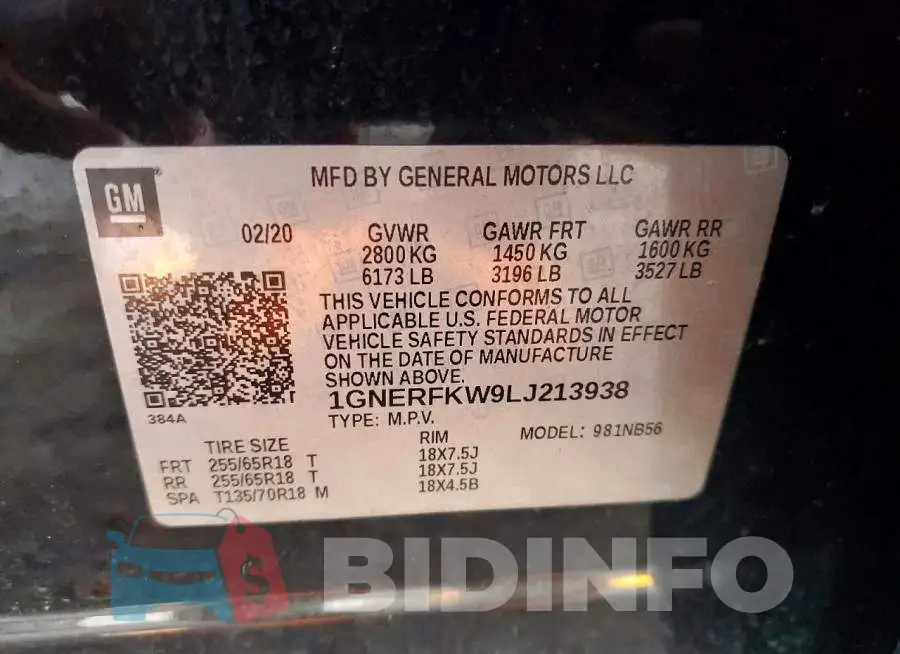 1GNERFKW9LJ213938 Photo# 13