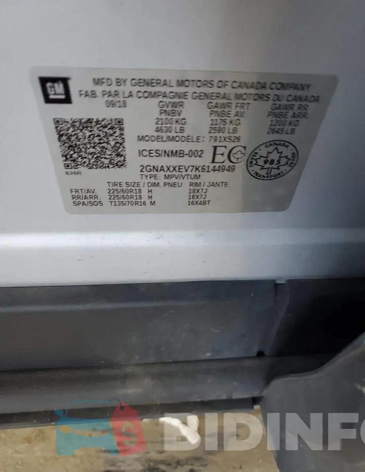 2GNAXXEV7K6144949 Photo# 13