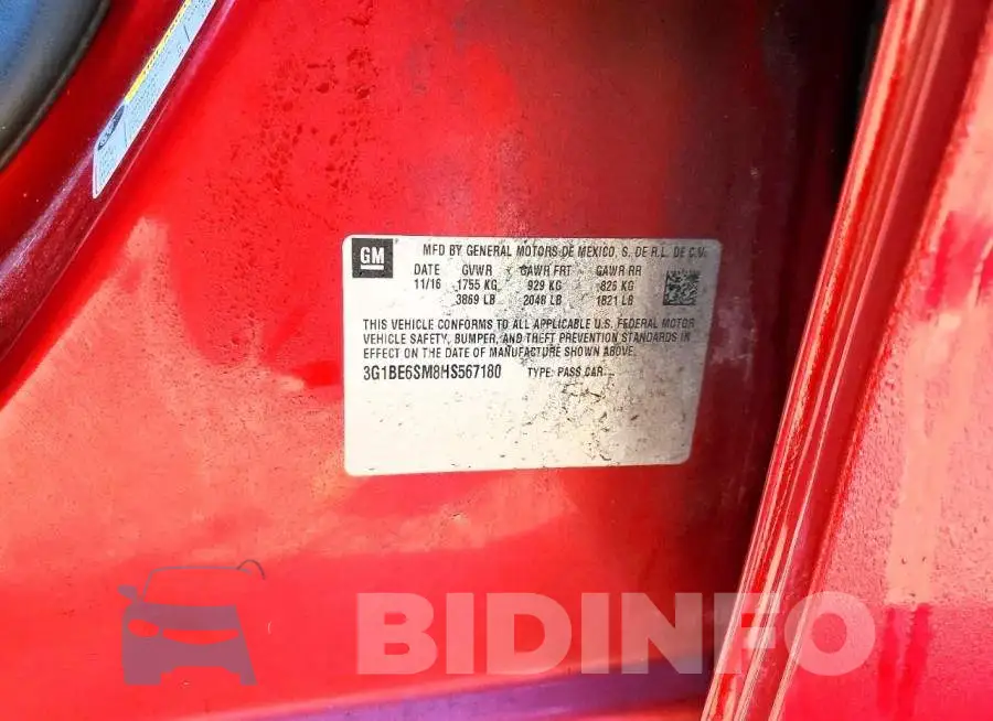 3G1BE6SM8HS567180 Photo# 12