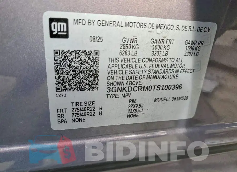 3GNKDCRM0TS100396 Photo# 13