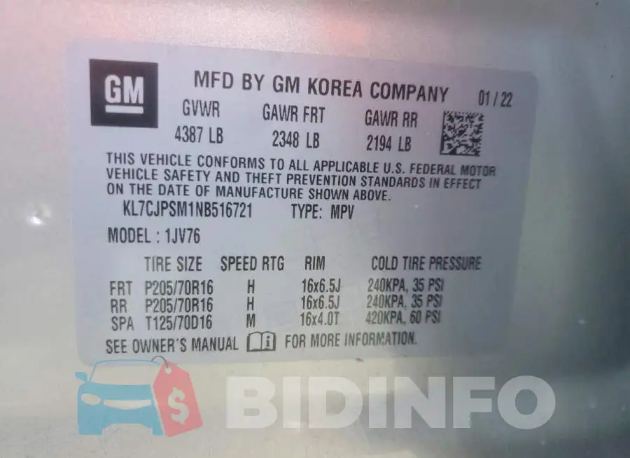KL7CJPSM1NB516721 Photo# 14