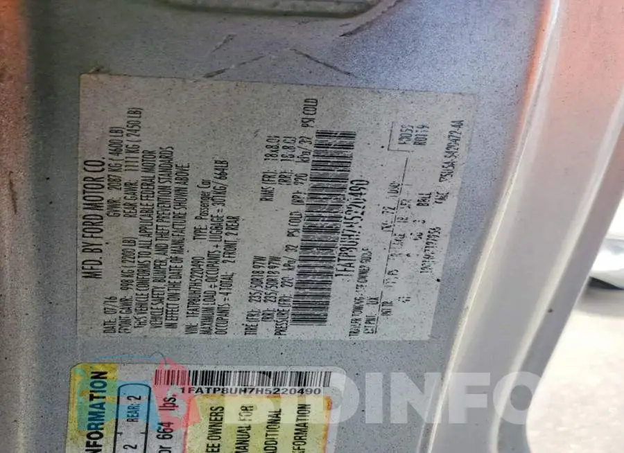 1FATP8UH7H5220490 Photo# 12
