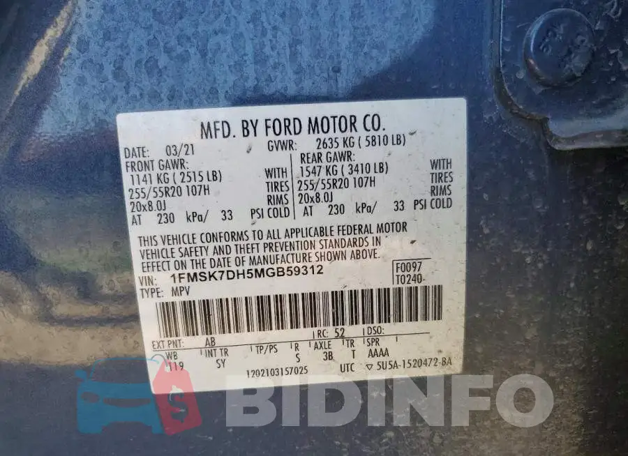 1FMSK7DH5MGB59312 Photo# 13