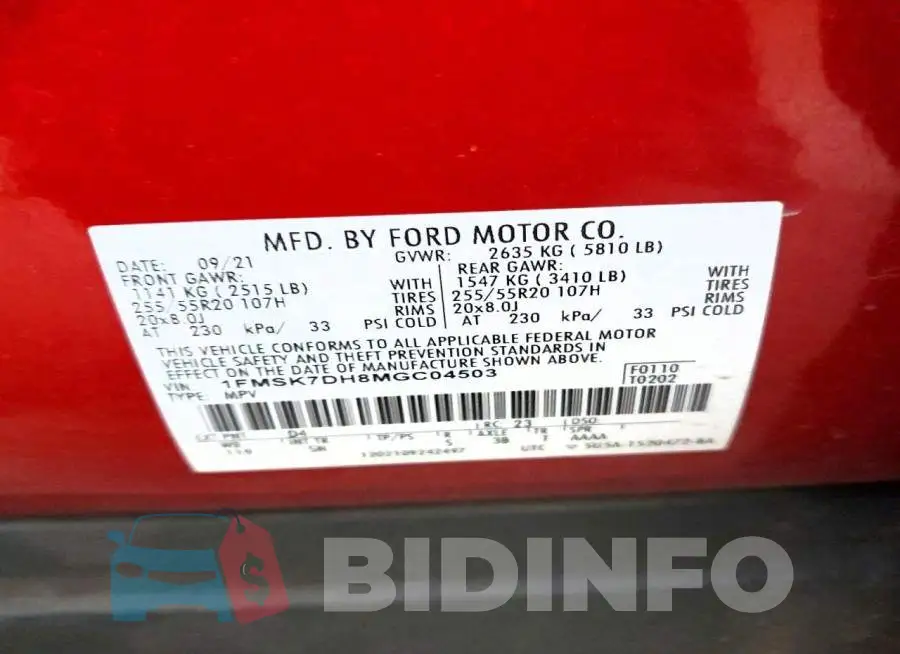 1FMSK7DH8MGC04503 Photo# 13