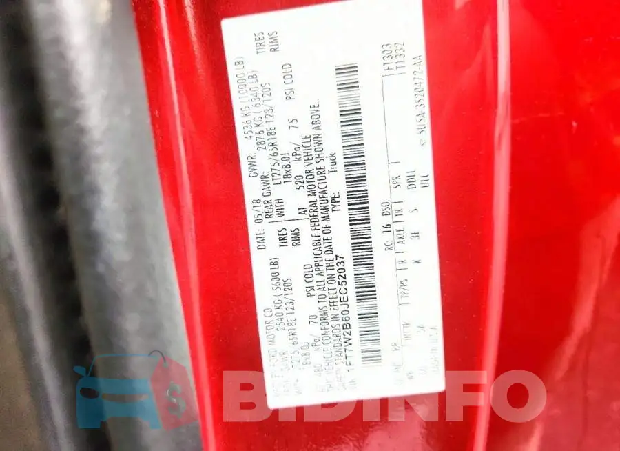 1FT7W2B60JEC52037 Photo# 12