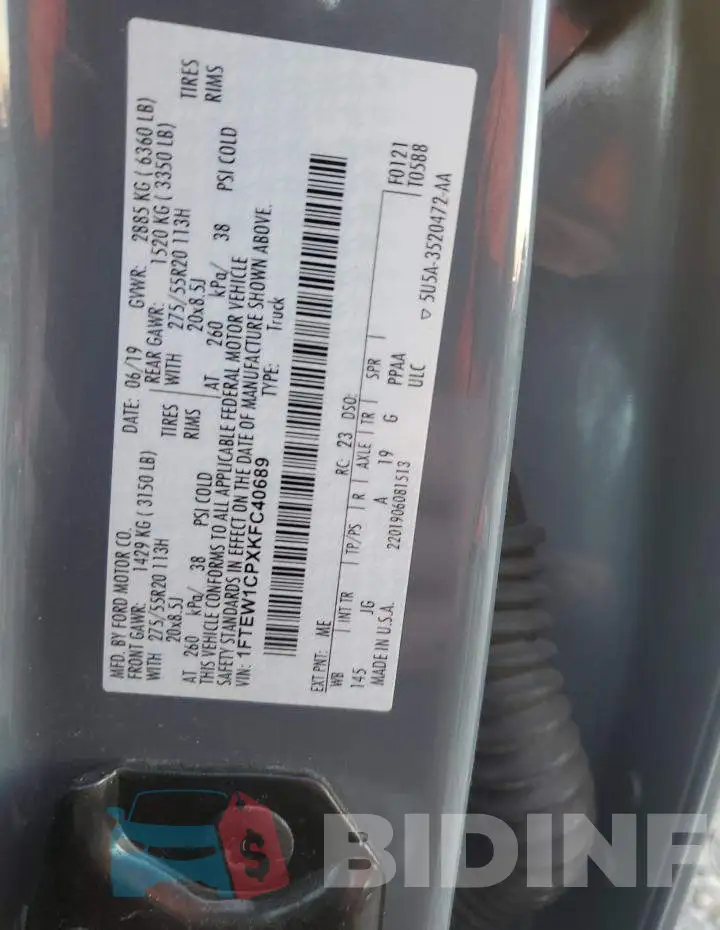 1FTEW1CPXKFC40689 Photo# 13