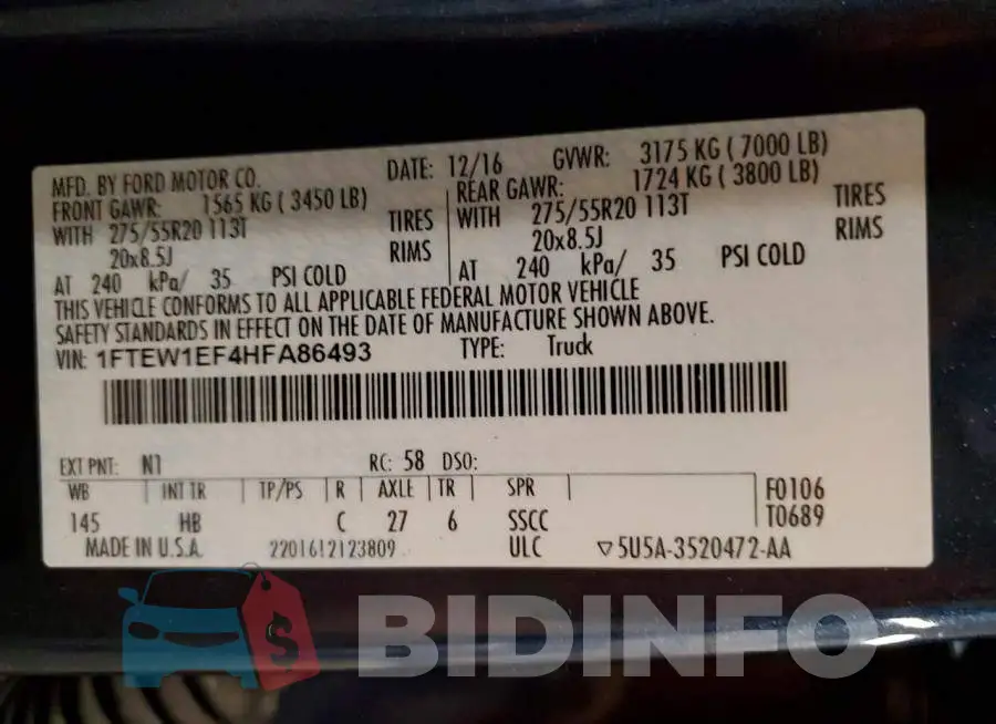1FTEW1EF4HFA86493 Photo# 12