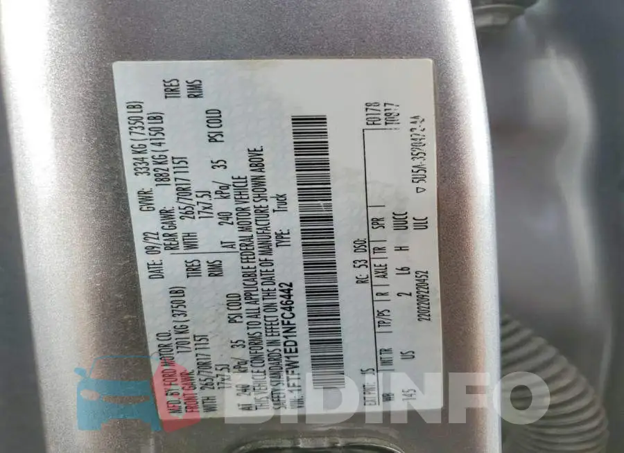 1FTFW1ED1NFC46442 Photo# 12