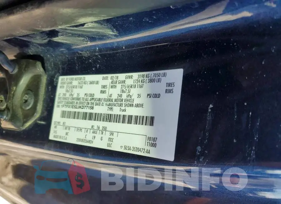 1FTFX1E52JKD77158 Photo# 12