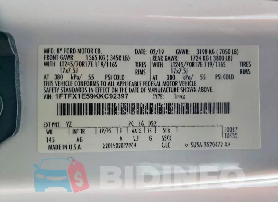 1FTFX1E59KKC92397 Photo# 12
