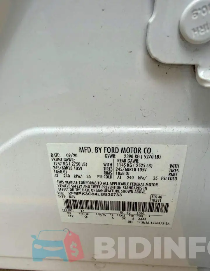 2FMPK3G94LBB30733 Photo# 10