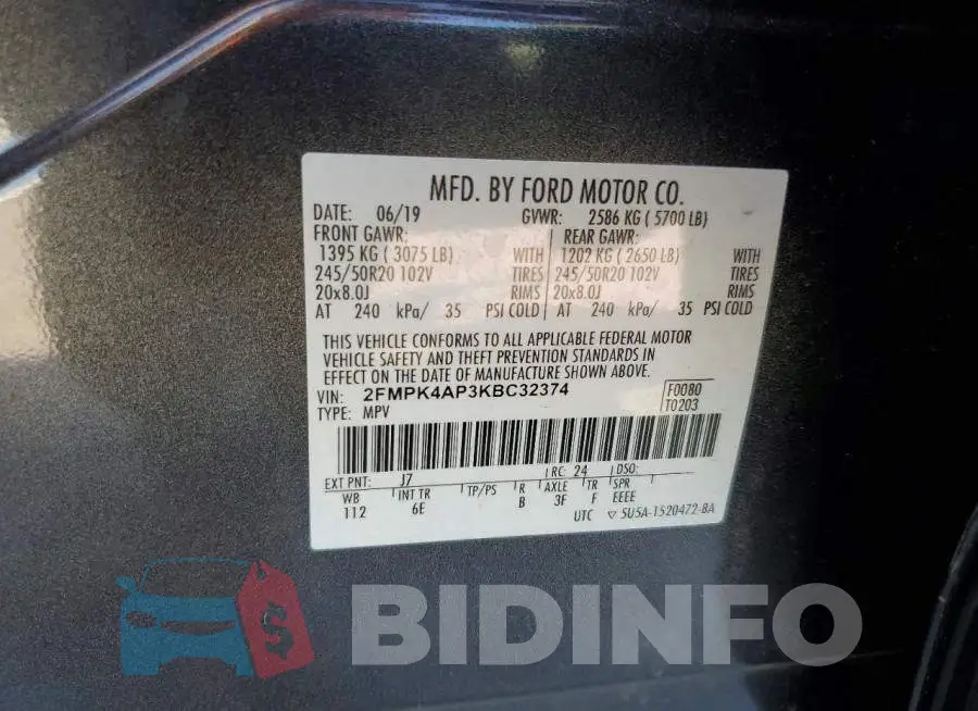 2FMPK4AP3KBC32374 Photo# 13