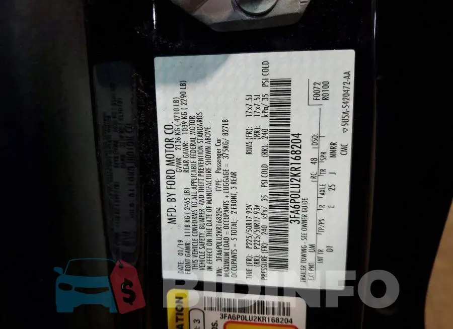 3FA6P0LU2KR168204 Photo# 12