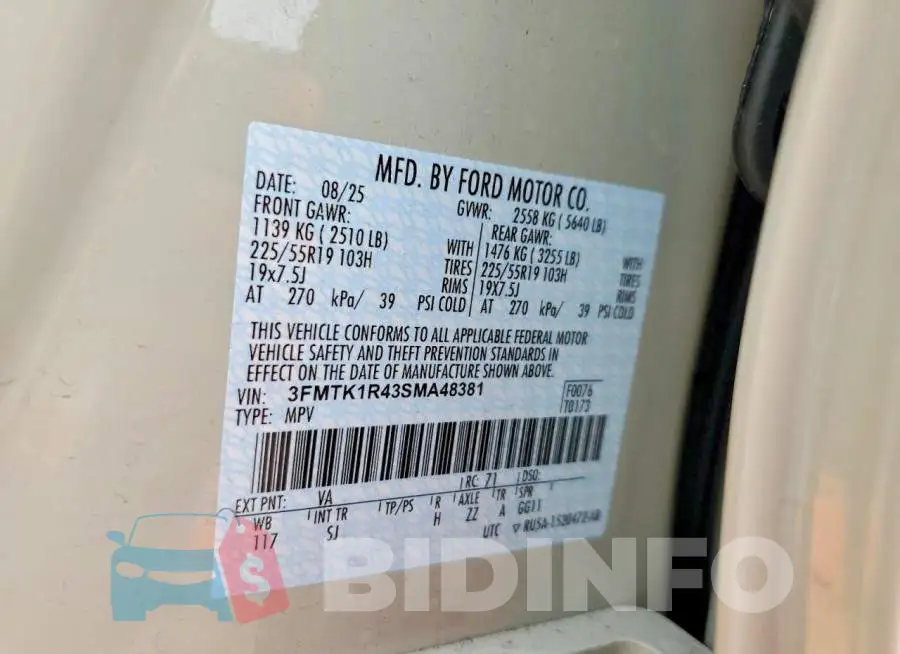 3FMTK1R43SMA48381 Photo# 14