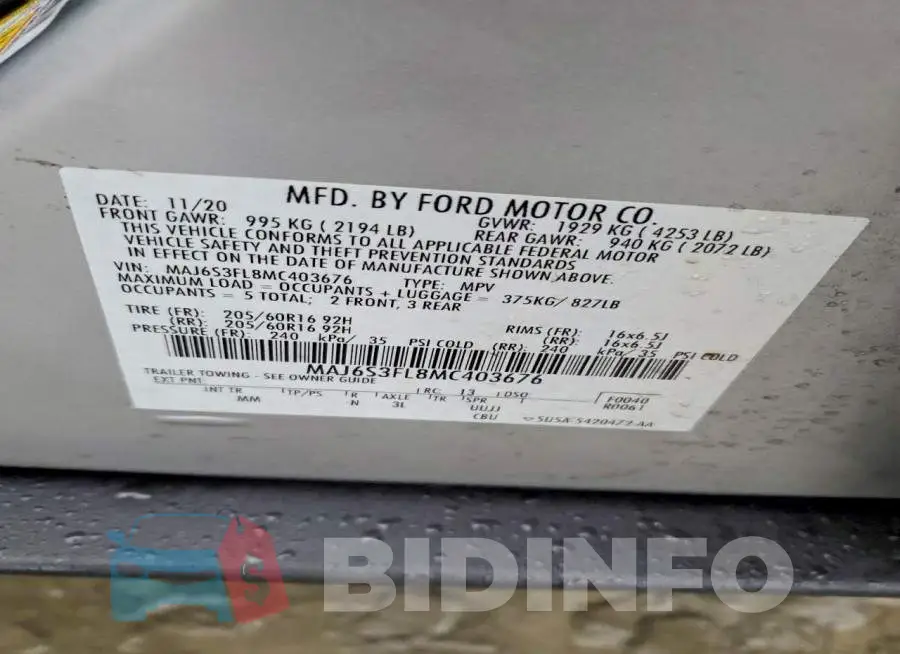 MAJ6S3FL8MC403676 Photo# 13