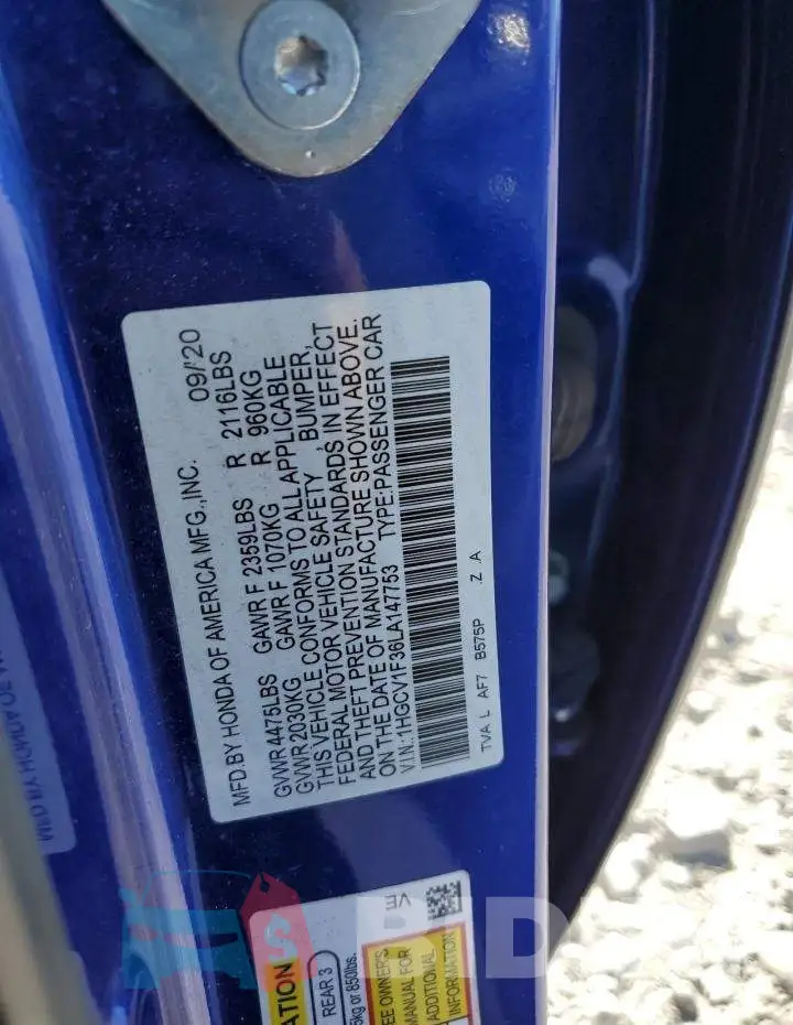 1HGCV1F36LA147753 Photo# 12