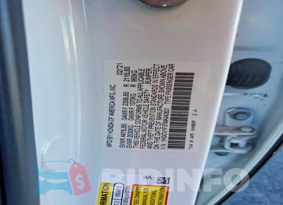 1HGCV1F37MA042821 Photo# 12