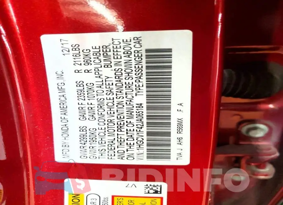 1HGCV1F42JA065184 Photo# 12