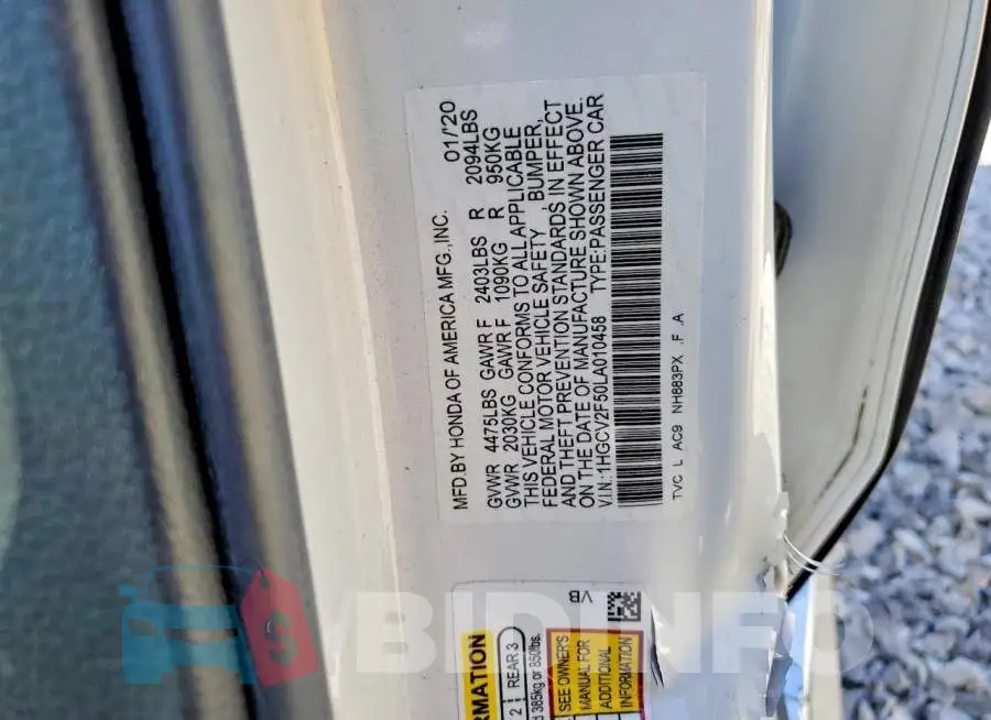 1HGCV2F50LA010458 Photo# 13