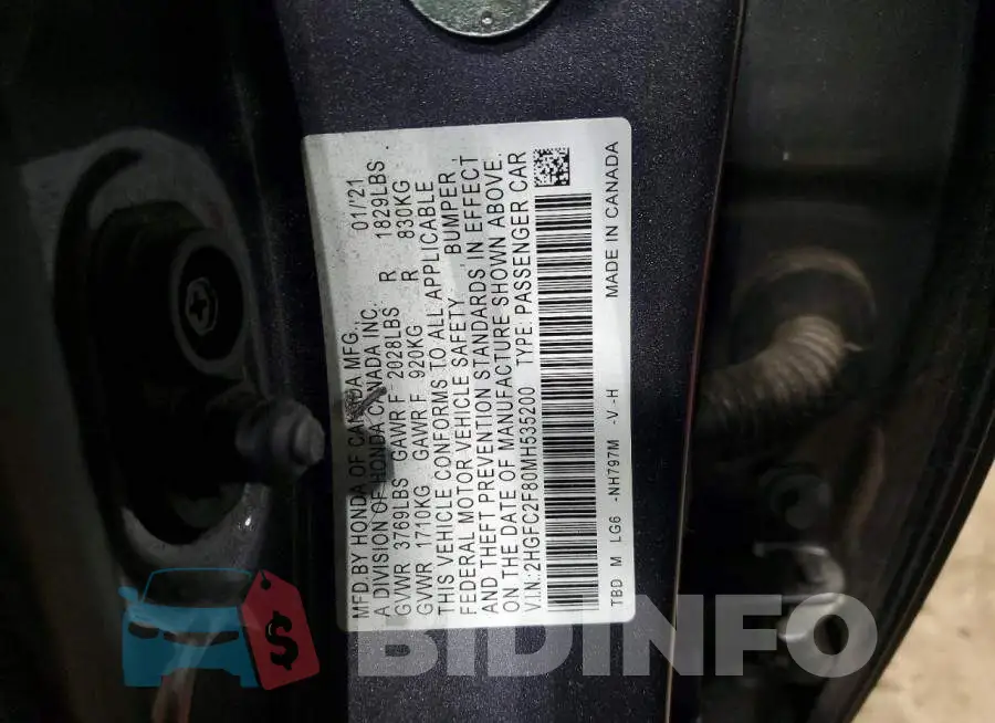 2HGFC2F80MH535200 Photo# 12