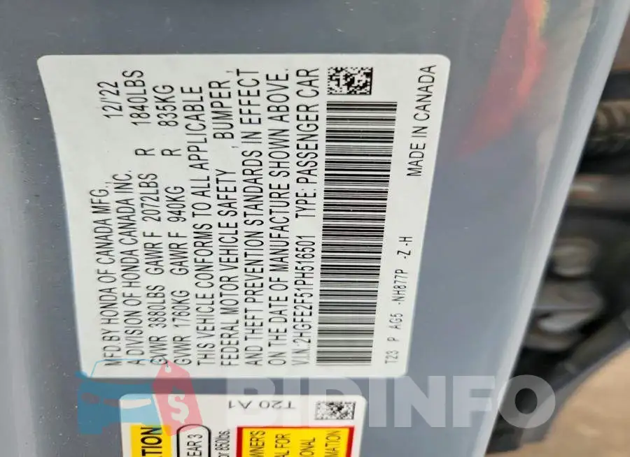 2HGFE2F51PH516501 Photo# 13