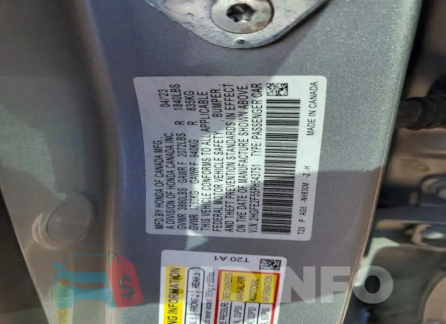 2HGFE2F55PH543751 Photo# 12