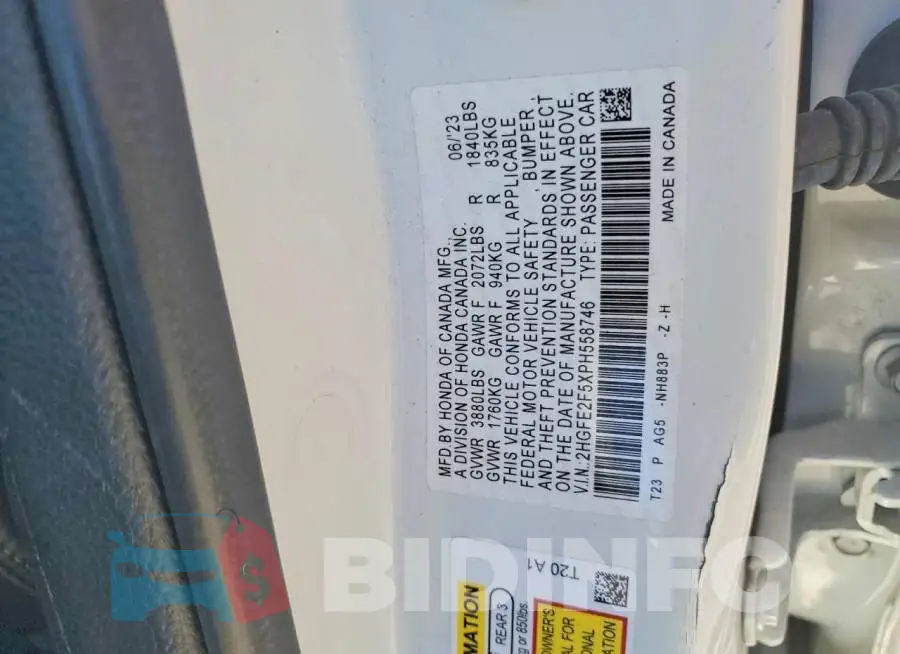 2HGFE2F5XPH558746 Photo# 13