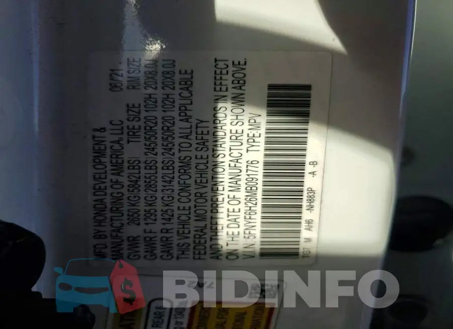 5FNYF6H26MB091776 Photo# 13