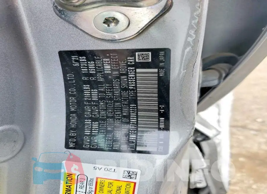 JHMFE1F73NX002229 Photo# 12