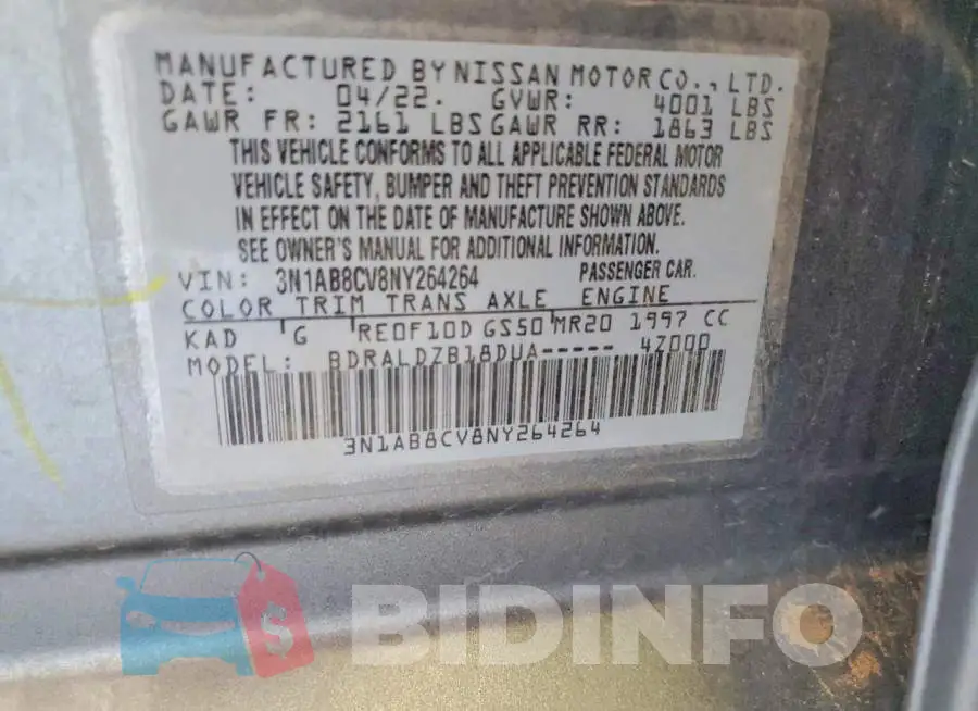 3N1AB8CV8NY264264 Photo# 12