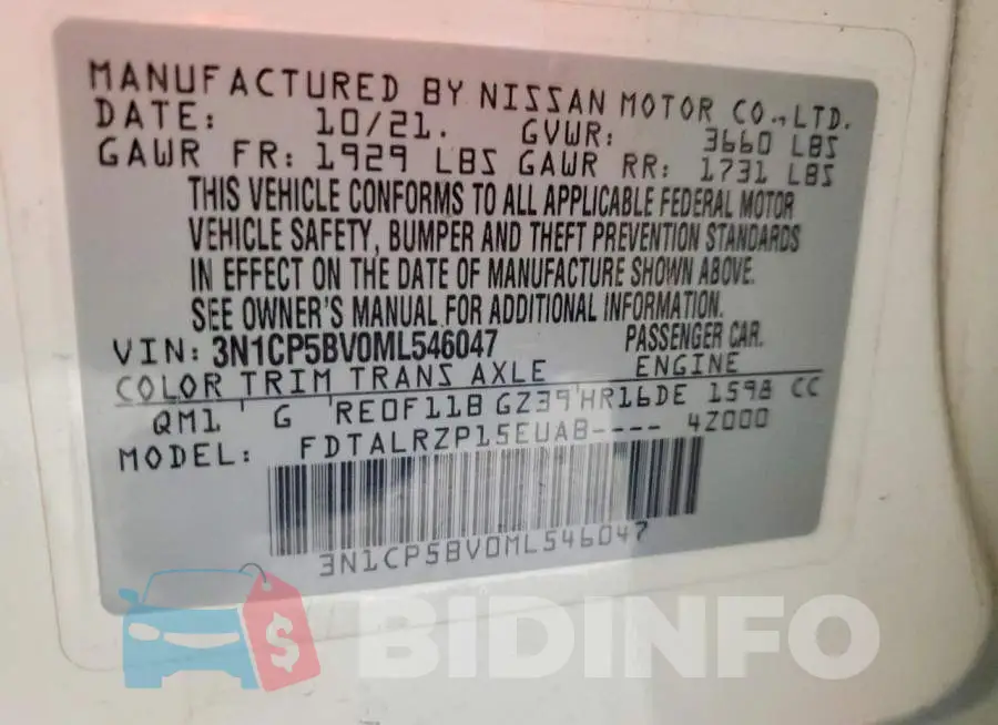 3N1CP5BV0ML546047 Photo# 13