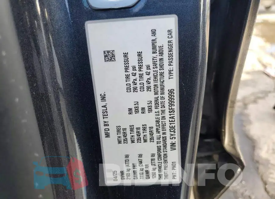 5YJ3E1EA1SF999996 Photo# 12