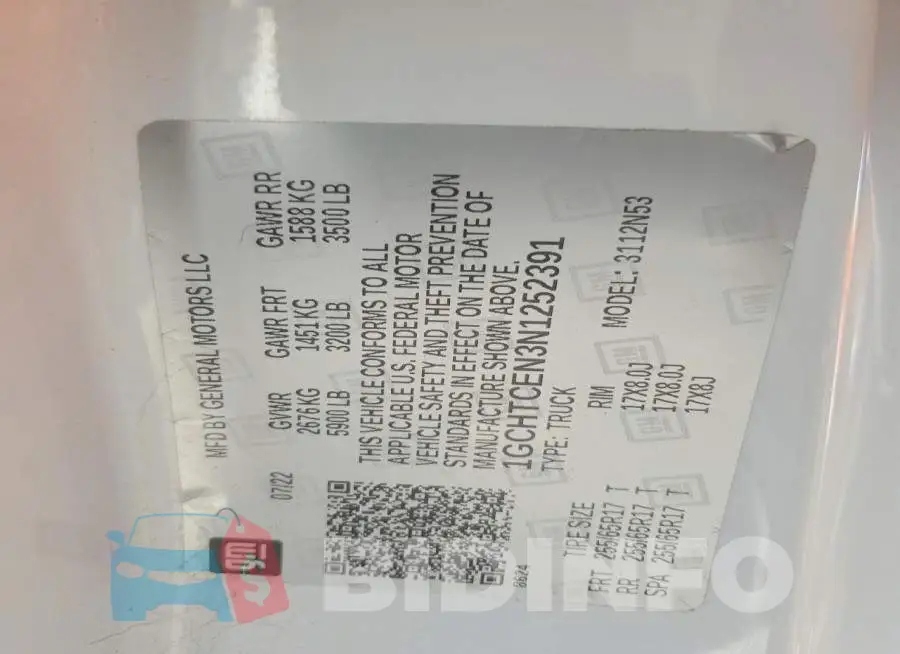 1GCHTCEN3N1252391 Photo# 12