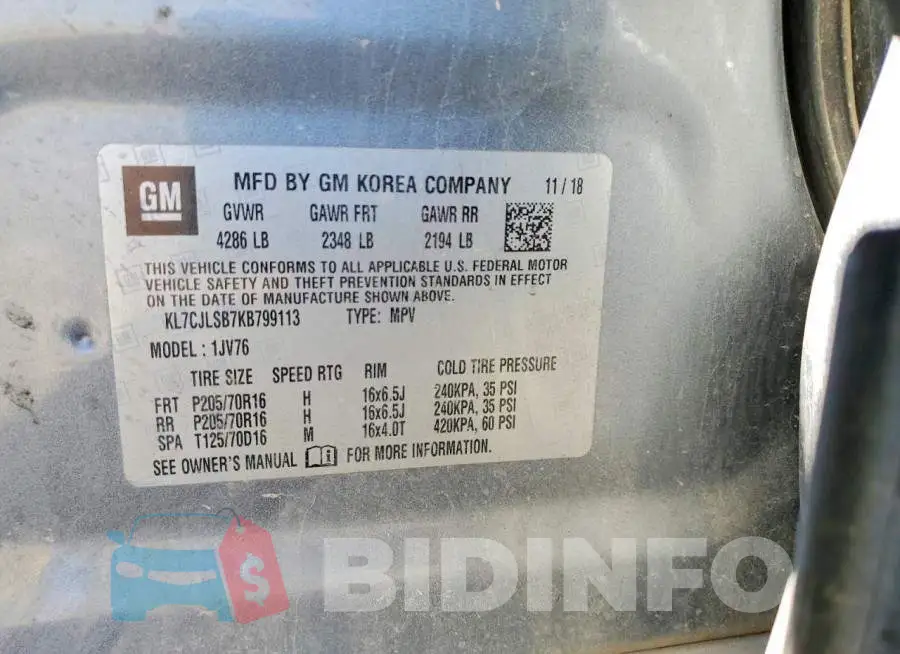KL7CJLSB7KB799113 Photo# 12