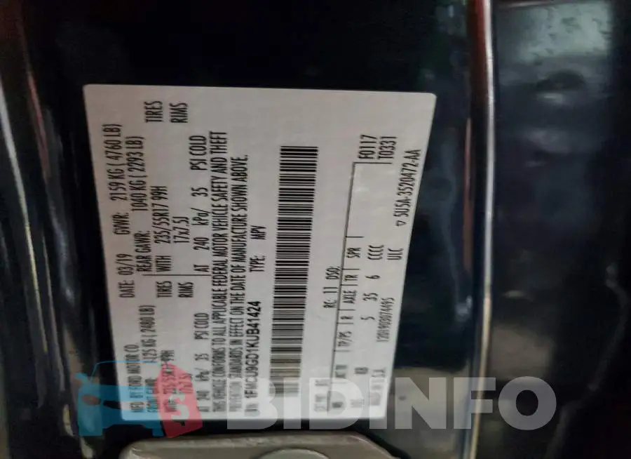 1FMCU9GD1KUB41424 Photo# 14