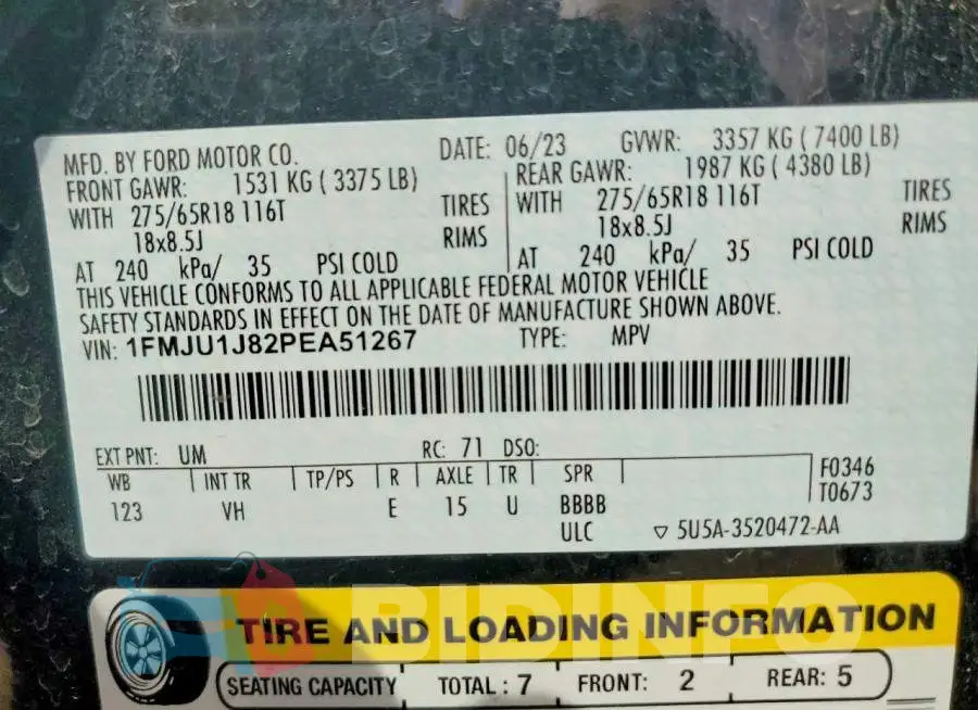 1FMJU1J82PEA51267 Photo# 14